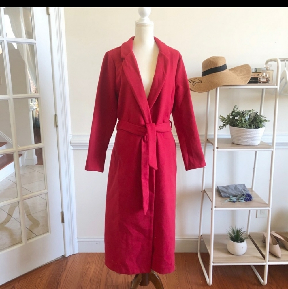 New Justfab red duster pea coat XL